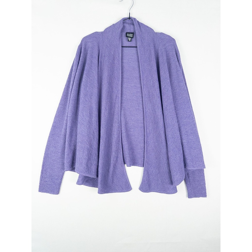 Eileen Fisher Wool Open Front Cardigan Womens XS Lavender Minimalist Quiet Luxur